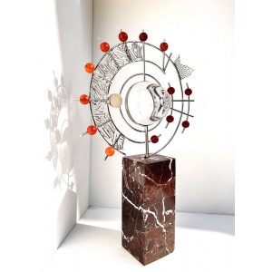 Shakil Ismail, 15 x 24 Inch, Metal Sculpture with Glass & Agate Stone, Sculpture, AC-SKL-250